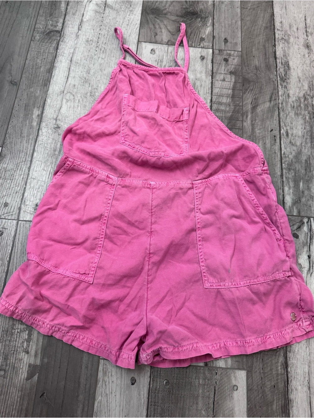 Roxy Pink Cotton Romper One-Piece Overalls Shorts Surf Boho Medium